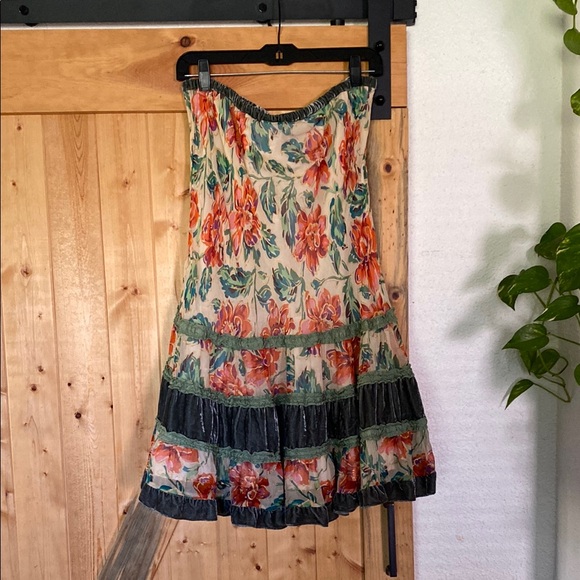 Odille Dresses & Skirts - Odille Pink and Green Fit and Flare Midi Skirt Resort